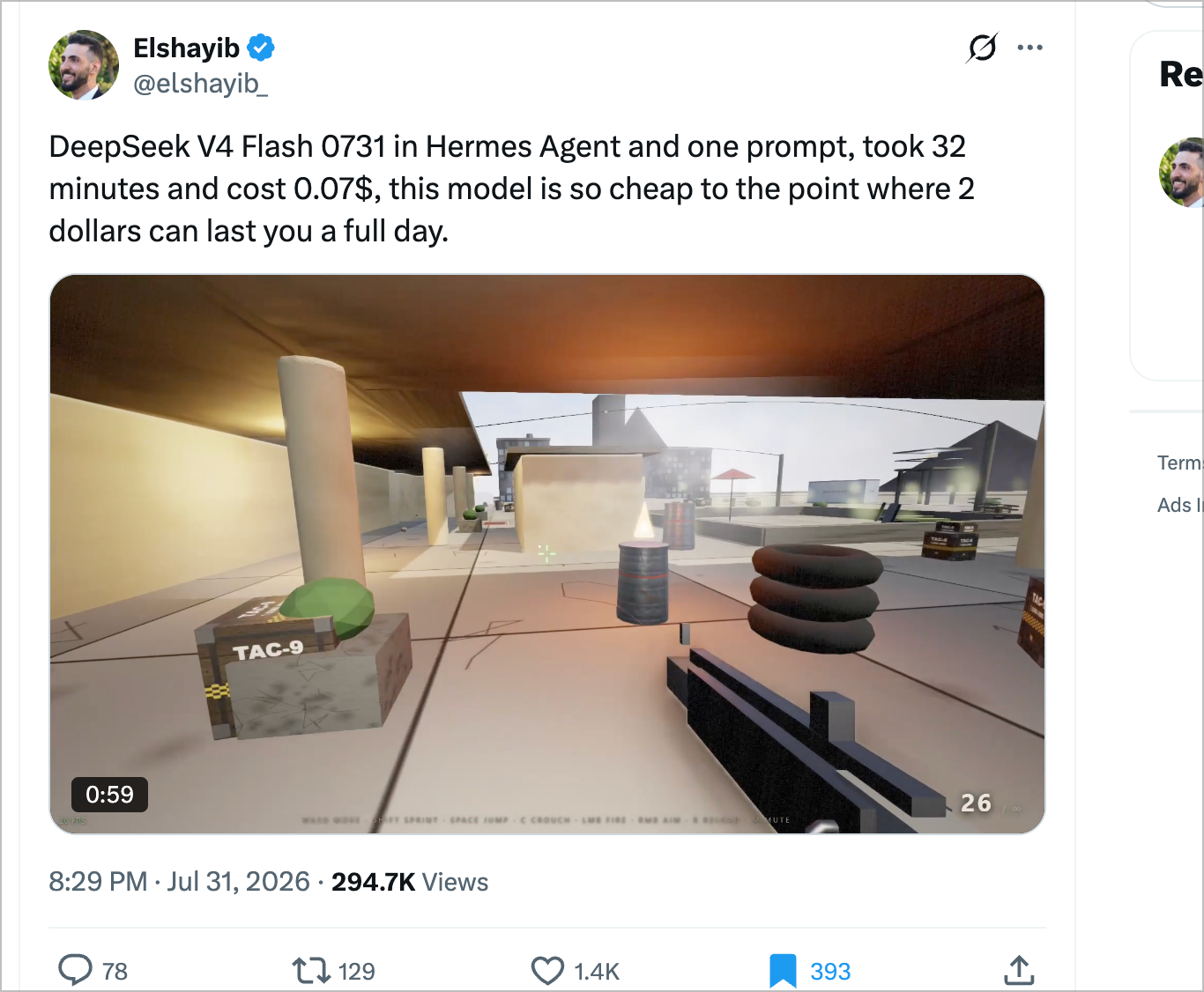 One prompt, a playable FPS